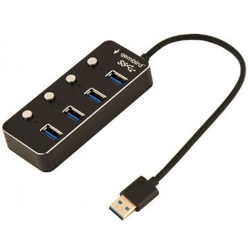gembird USB 3.1 (Gen 1) betriebener 4-Port-Hub zwart.