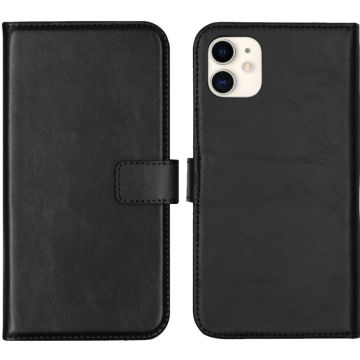 Selencia Echt Lederen Bookcase iPhone 11 - Zwart