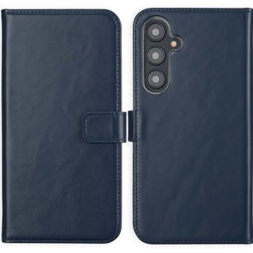 Selencia Echt Lederen Bookcase Samsung Galaxy S24 FE - Blauw