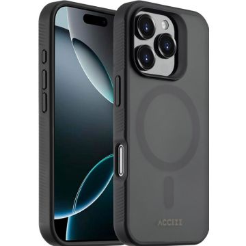 Accezz Rugged Frosted Backcover met MagSafe iPhone 16 Pro - Zwart