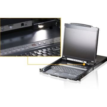8-Port 17.3i DVI Full HD LCD KVM Switch(USB)-French Keyboard AZERTY FR