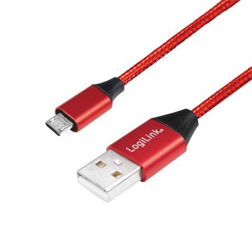 Logilink USB 2.0 Kabel zu USB-B stekker, rood , 0,3m