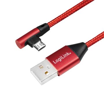Logilink USB 2.0 stekker 2.0 zu USB-B (90°gewinkelt)0,3m rood