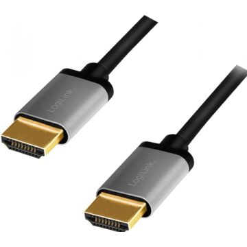 Cable Logilink HDMI with Ethernet Slim 1m Black grey/black, 4K, 60 Hz