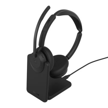 Jabra Evolve3 45 MS Stereo Black (USB-C) + Oplaadstandaard - Headset