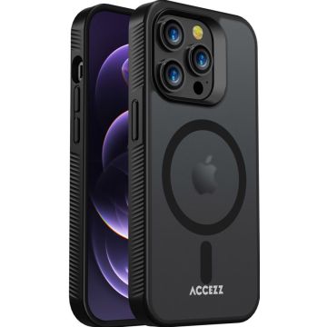 Accezz Rugged Frosted Backcover met MagSafe iPhone 14 Pro - Zwart