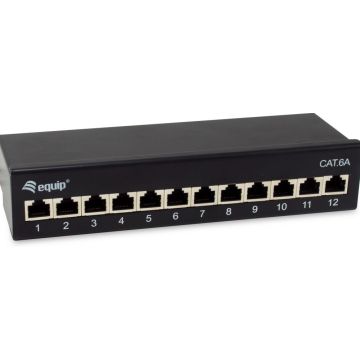 Equip Patchpanel 12x RJ45 Cat6A 19" FTP 1HE Premium zwart