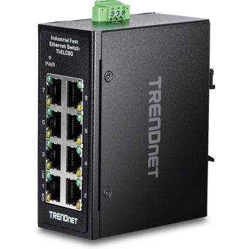 TRENDnet 8-Port Industrial Fast Ethernet DIN-Rail MiniSwitch