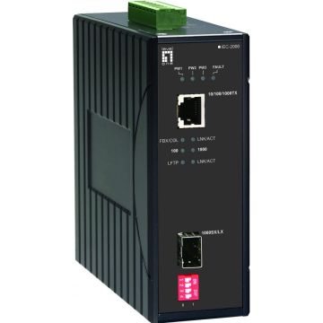 Levelone IEC-2000 10/100/1000 Industrial Media Converter SFP -40 ~ 75C