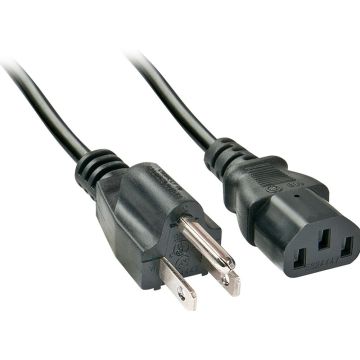 LINDY 2m US 3 Pin Plug To IEC C13 Mains Power Cable. Black