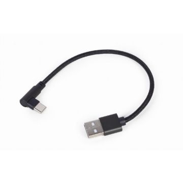 gembird Winkel USB-Type-C-Lade- en gegevenskabel, 0,2 m, zwart