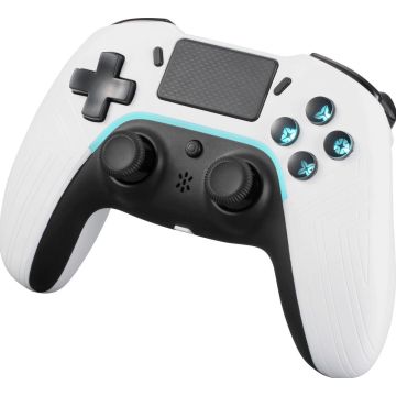 Deltaco Gaming draadloze PS4 Controller Bluetooth met 2 programmeerbare macroknoppen, ook geschikt als PC/Android/iOS-Controller - Wit.  Sommige games speel je gewoon beter met een controller. Dit geldt niet alleen voor consolegames. Sommige games, zoals