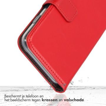 Selencia Echt Lederen Bookcase iPhone SE 4 - Rood