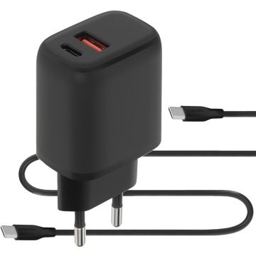20W Thuislader met 2 universele aansluitingen Deze lader biedt de perfecte combinatie van snelheid en veelzijdigheid. Met een vermogen van 20W en dubbele aansluiting (USB-C en USB-A 3.0) is deze lader geschikt voor bijna alle doeleinden. Laad twee apparat