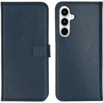 Selencia Echt Lederen Bookcase Samsung Galaxy A35 - Blauw