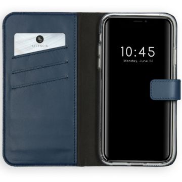 Selencia Echt Lederen Bookcase iPhone 11 - Blauw
