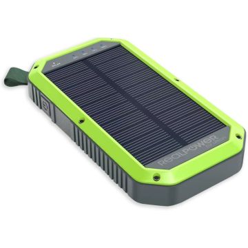 Powerbank RealPower PB-10000 Solar, 10000 mAh, USB C, QI