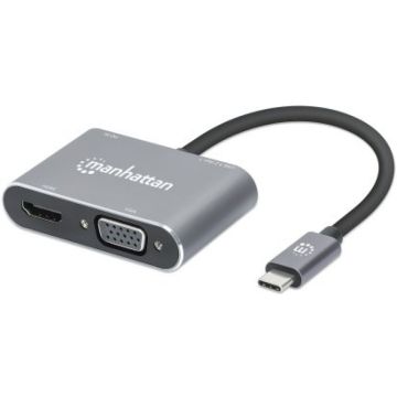 MANHATTAN USB-C auf HDMI & VGA 4in1 Konverter Power Delivery