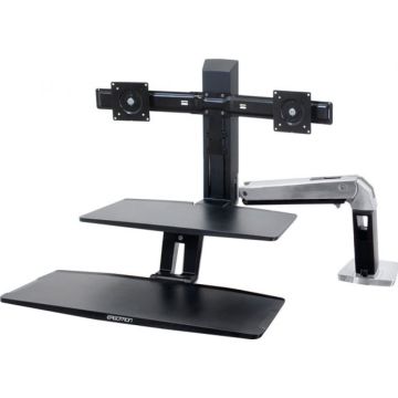 Ergotron WorkFit-A Dual Workstation with Suspended Keyboard Standing Desk - Bevestigingskit (bureauklembevestiging, draaibaar, flexibele arm, toetsenbordplateau, werkoppervlak, omhooggaande arm, houder voor toetsenbordplateau)