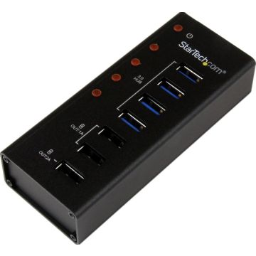 StarTech.com 4-poorts gevoede USB 3.0 hub met 3 speciale USB-laadpoorten (2 x 1 A & 1 x 2 A) - wandmonteerbare metalen behuizing