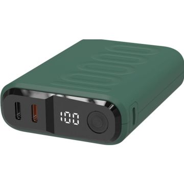 Powerbank RealPower PB-10000C PD+ 3x Type-C,Dunkelgrün