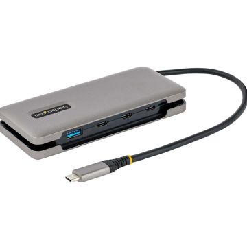 StarTech.com 4-Port USB-C Hub, 1x USB-A and 3x USB-C Ports, USB 3.1 10Gbps, Bus Powered, USB Type C Hub with 9.8in (25cm) Wrap-Around Cable, Portable USB-C to USB-A Hub - USB Expansion Hub (HB31CM1A3CB)