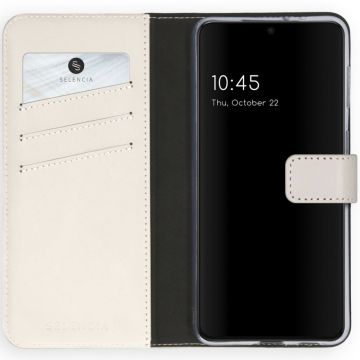 Selencia Echt Lederen Bookcase Samsung Galaxy S21 Plus - Lichtgrijs