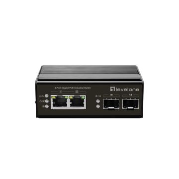 LevelOne Switch 4x GE IGP-0431 PoE DIN-Rail,-40°C to 75°C