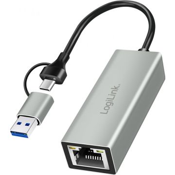 Logilink USB-C > Gigabit Ethernet Adapter mit 2-in-1 USB