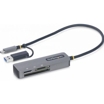 StarTech.com USB 3.0 Multi-Media Memory Card Reader, SDmicroSDCompactFlash Card Reader, Portable USB 5Gbps Card Adapter, External USB-C Card Reader with Attached USB-A Adapter - Works with Any Operating System (FCREADMICRO3V2)