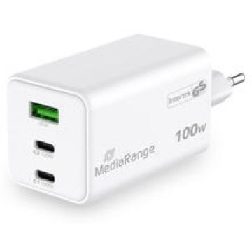 MediaRange Lader 100W 3-Port 2x USB-C u. 1x USB-A, weiß