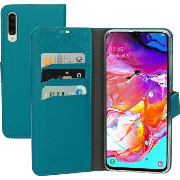 Mobiparts Saffiano Wallet Case Samsung Galaxy A70 Turquoise