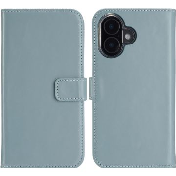 Selencia Echt Lederen Bookcase iPhone 16 - Air Blue