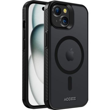 Accezz Rugged Frosted Backcover met MagSafe iPhone 15 - Zwart