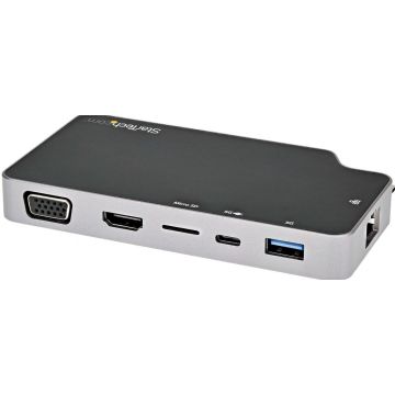 StarTech.com USB C Multiport Adapter, USB-C to 4K HDMI or VGA DisplayVideoMonitor with 100W Power Delivery Pass-through, 10Gbps USB Hub, MicroSD, Ethernet, USB 3.1 Gen 2 Type-C Mini Dock - Works w Thunderbolt 3 (CDP2HVGUASPD)