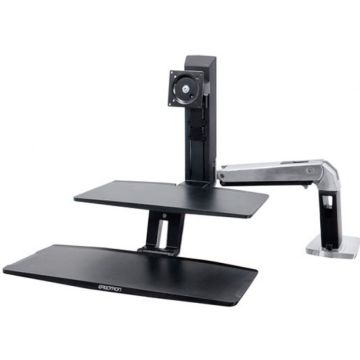 Ergotron WorkFit-A Single HD Workstation with Suspended Keyboard Standing Desk - Bevestigingskit (bureauklembevestiging, draaibaar, flexibele arm, toetsenbordplateau, werkoppervlak, omhooggaande arm, houder voor toetsenbordplateau)