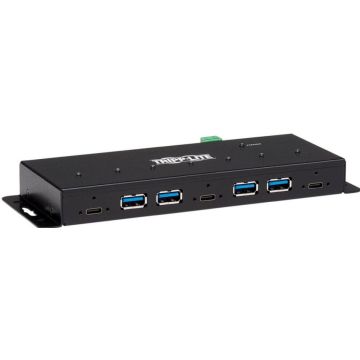 Eaton Tripp Lite series 7-Port Industrial-Grade USB 3.1 Gen 2 Hub - 10 Gbps, 4 USB-A & 3 USB-C, 15 kV ESD Immunity, Metal Housing, TAA
