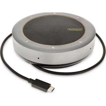 StarTech.com USB-C Conference Speaker Mini Dock, Portable Boardroom Speaker and Multiport Adapter, USB-C to VGA or 4K 60Hz HDMI, 2x USB-A (5Gbps) Hub, MicSpeaker - TeamsZoomSoftphone Speakerphone (DKTBRSPMPD)