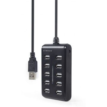 gembird 10-Port USB 2.0 Hub, zwart