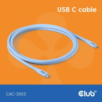 Club3D Lifestyle USB-C Kabel PD 240W,20Gbps 2m blauw St/St retail