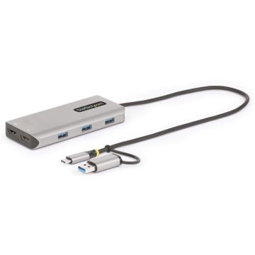 StarTech.com USB-C Multiport Adapter wAttached USB-C to USB-A Dongle, Dual HDMI (4K30Hz1080p60Hz), 3x USB-A, Mini Laptop Docking Station, Travel Dock, 1.3ft40cm Cable - Dual Display M1M2 MacBookWindowsChrome (167B-USBC-MULTIPORT)