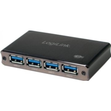 LogiLink USB 3.0 HUB 4-port, Aluminium met Ãberstromschutz