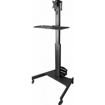 StarTech.com Mobiele Werkplek met Monitorsteun, CPUPC Houder, Toetsenbord Lade - Ergonomisch Sta Bureau op Wielen