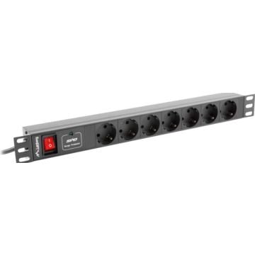Lanberg PDU stekker omlijsting 19" 1U 16A 7 wegs Schuko met Sch