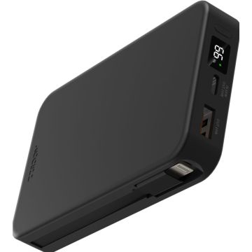 Accezz Powerbank 10.000 mAh met geïntegreerde kabels - Zwart