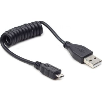 gembird Gedrehtes USB A auf Micro-USB Kabel, 0,6 m, zwart.
