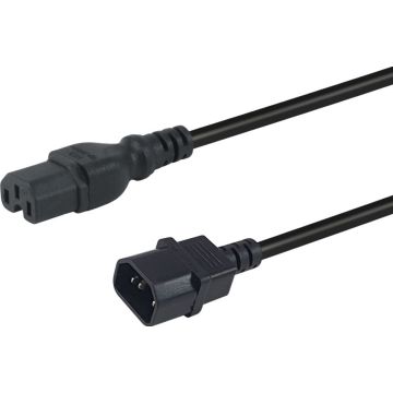 Equip stroomkabel Anschl. C14 -> C15 3.00m zwart