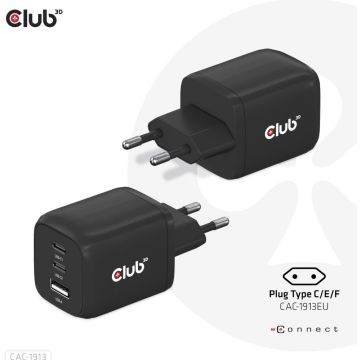 Club3D Reiseladegerät 2xUSB Typ C, 1xUSB Typ A, PD 65W retail