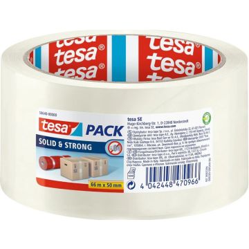 tesapack Solid&Strong Paketband 66m x 50mm transparant