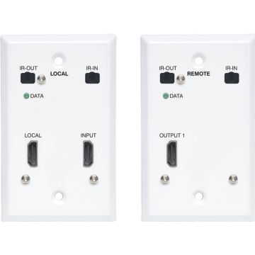 Eaton Tripp Lite Series HDMI over Cat6 Extender Kit, Wallplate Transmitter and Receiver, 4K 60Hz, 4:4:4, IR, PoC, HDR, HDCP 2.2, 230 ft., TAA - Video-audio-infrarooduitbreider